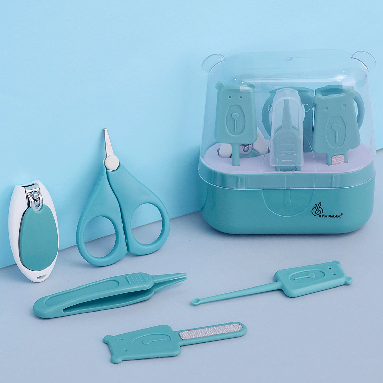 R for Rabbit Stylo Teddy Baby Grooming Kit with Nail Cutter, Scissor, Tweezer, Nail Filer & Ear Pick for Newborn Baby Hygiene Care - Blue
