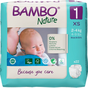 Bambo Nature Tape Diapers, XS Size - 22 Pieces