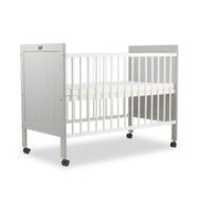 LuvLap Grey and White Wooden Baby Cot with Adjustable Base