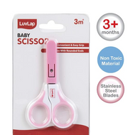 LuvLap Pink and White Baby Nail Scissors with Protective Cover