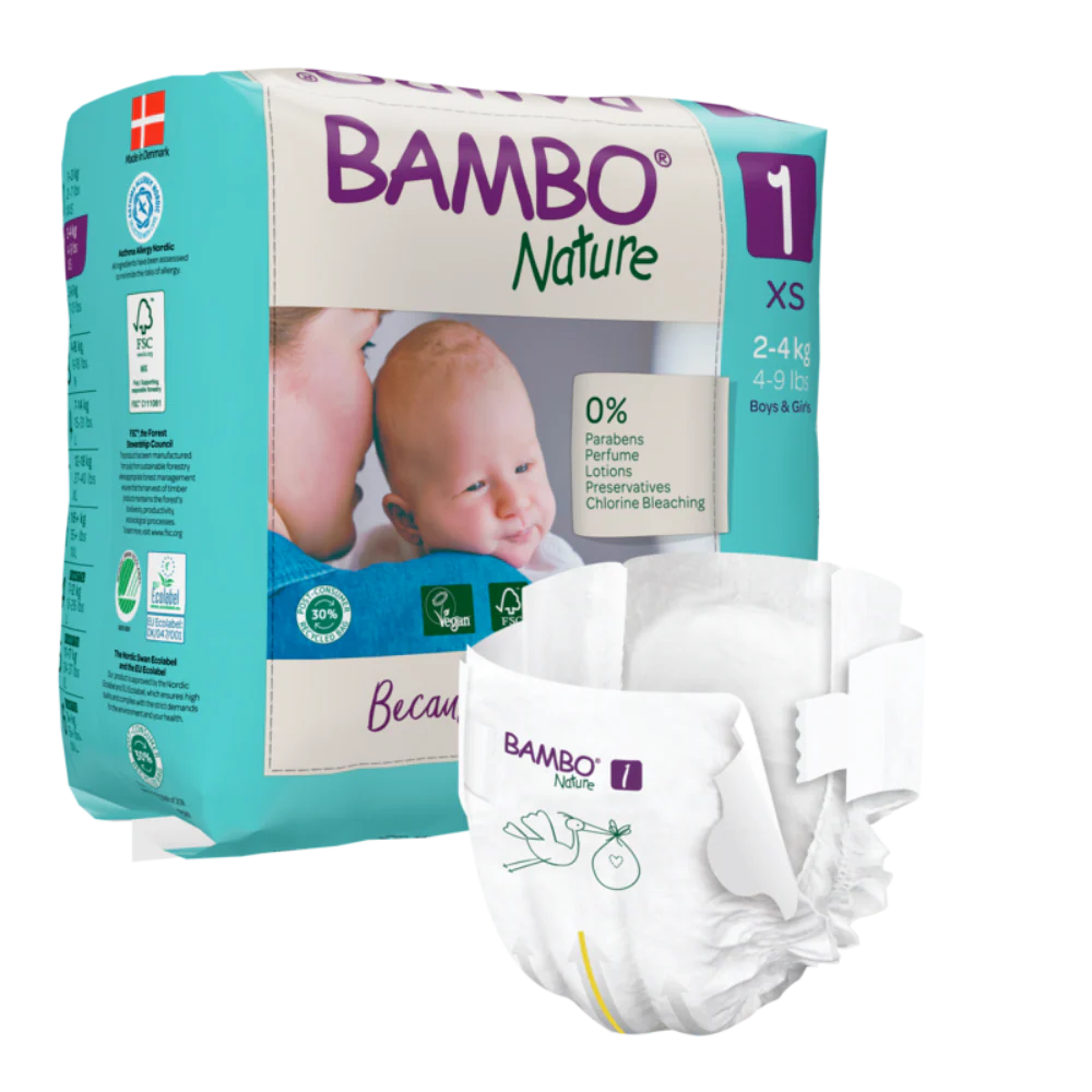Bambo Nature Tape Diapers, XS Size - 22 Pieces
