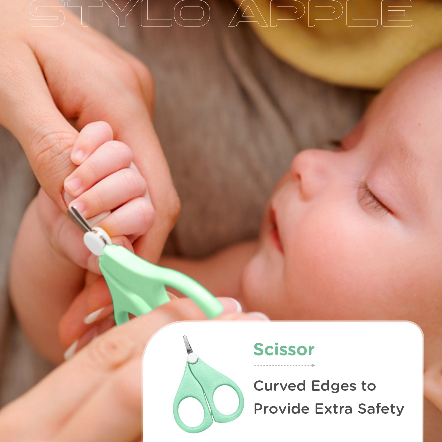 R for Rabbit Stylo Apple Baby Grooming Kit with Nail Cutter, Scissor, Tweezer, Nail Filer & Ear Pick for Newborn Baby Hygiene Care - Mint Green
