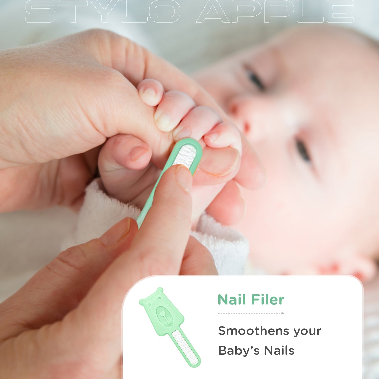 R for Rabbit Stylo Apple Baby Grooming Kit with Nail Cutter, Scissor, Tweezer, Nail Filer & Ear Pick for Newborn Baby Hygiene Care - Mint Green