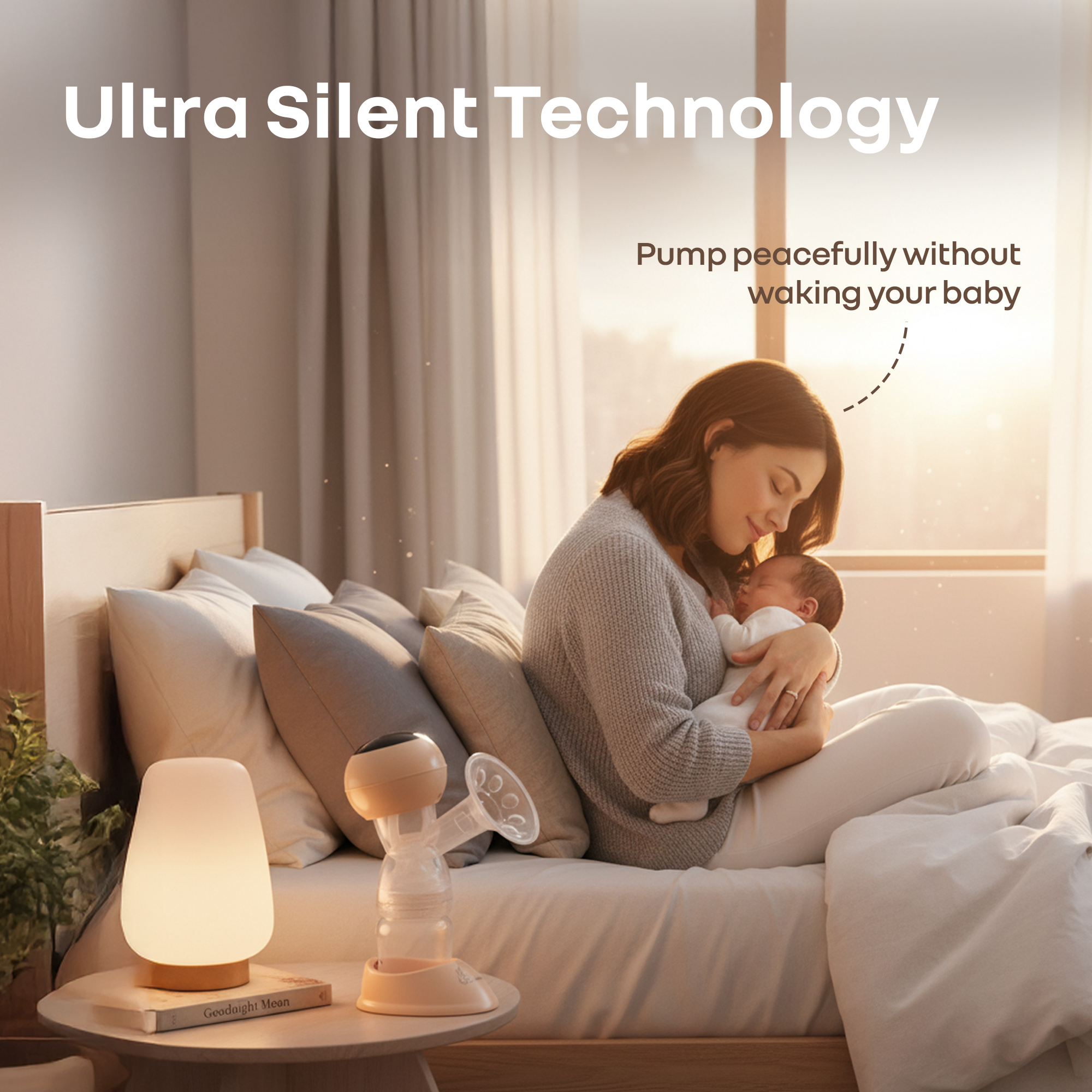R for Rabbit Lactella Comfort Integrated Electric Breast Pump with LED Display & Rechargeable Battery - Beige
