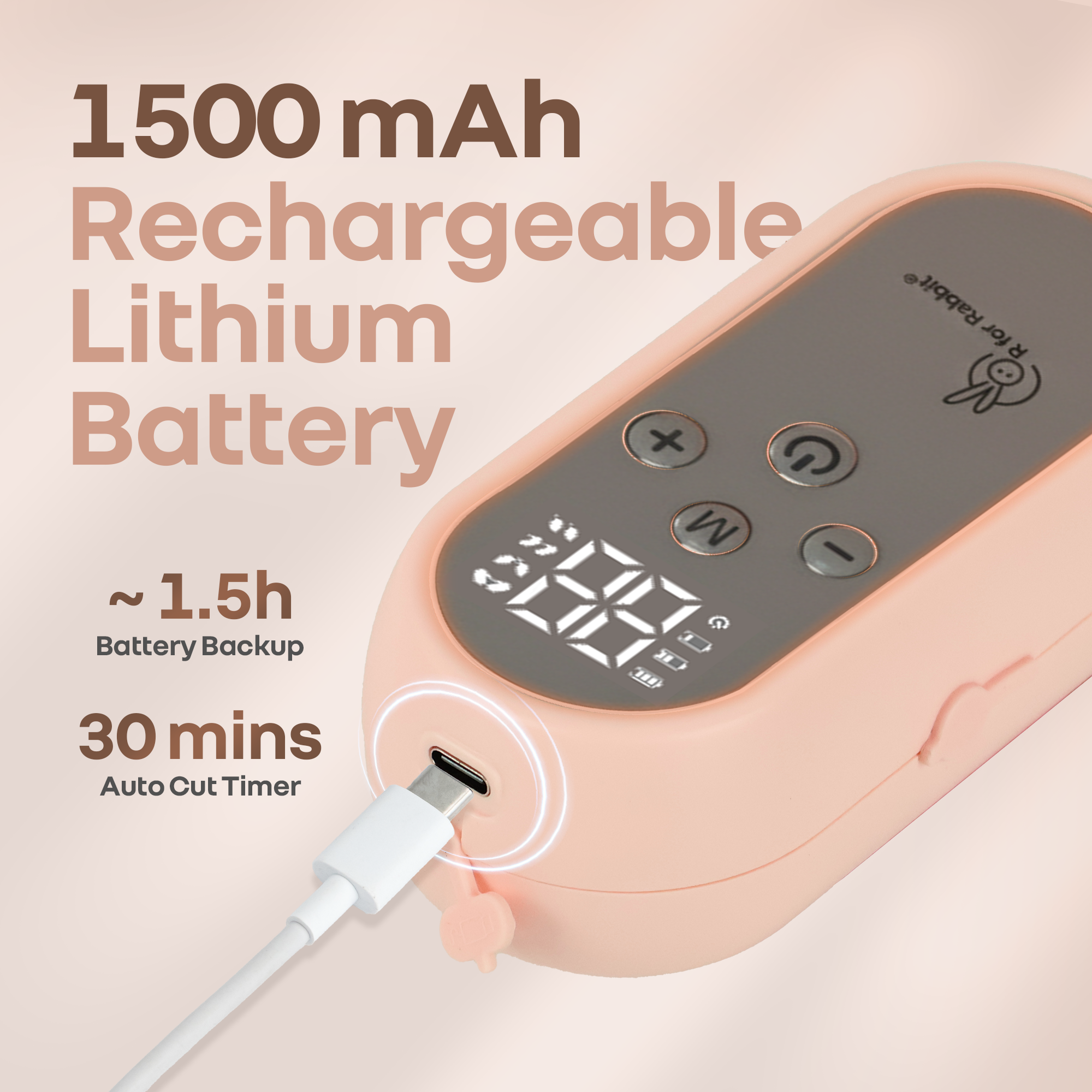 R for Rabbit Lactella Duo Wearable Hands-Free Double Electric Breast Pump with LED Display & Rechargeable Battery - Beige