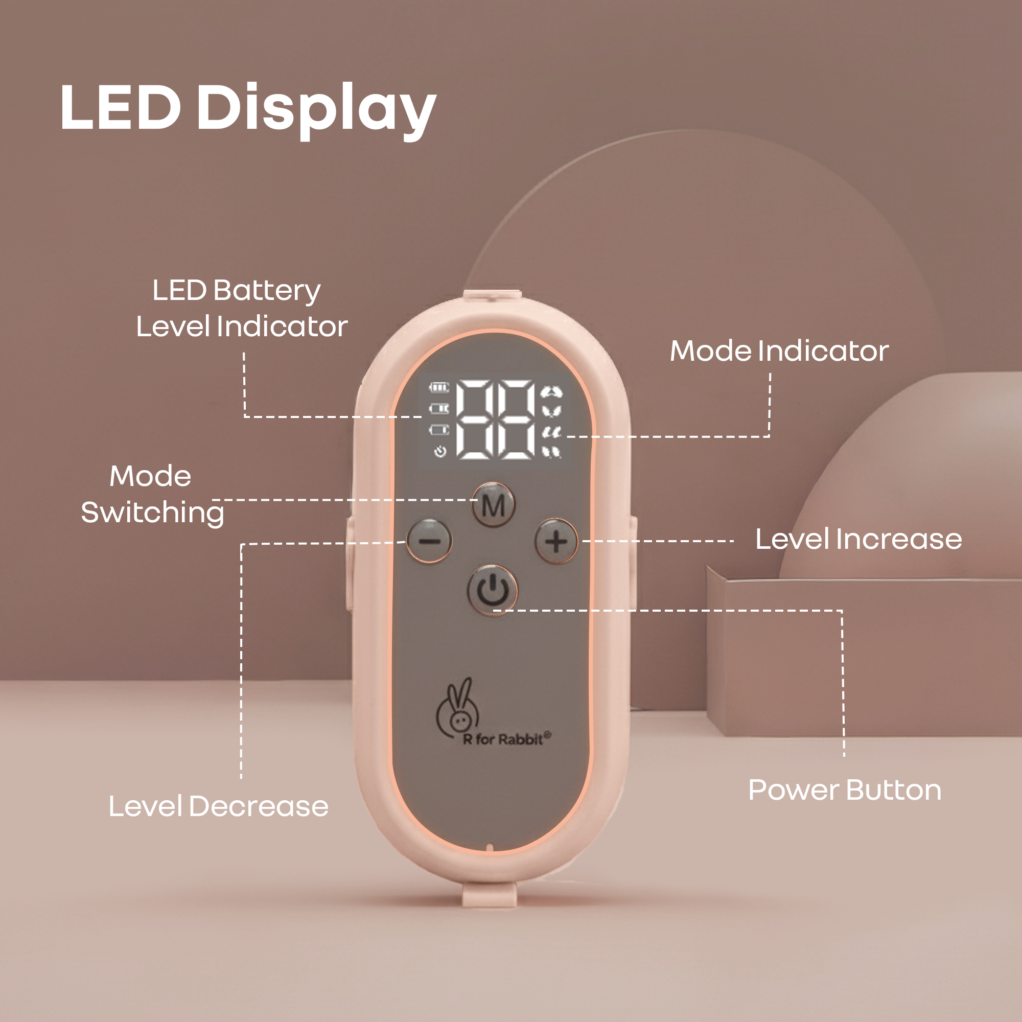 R for Rabbit Lactella Duo Wearable Hands-Free Double Electric Breast Pump with LED Display & Rechargeable Battery - Beige