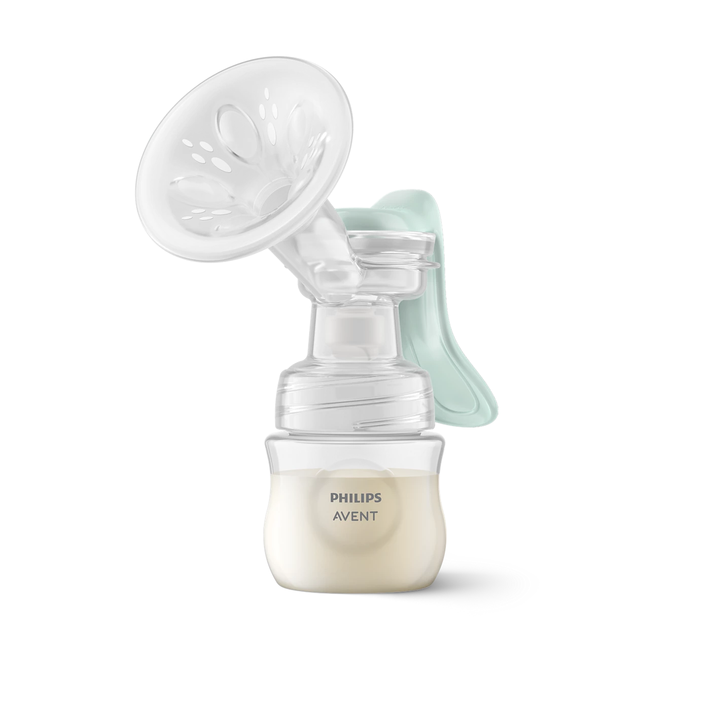 Avent Manual Breast Pump with Soft Silicone Cushion and Milk Storage Bottle - Mint Green