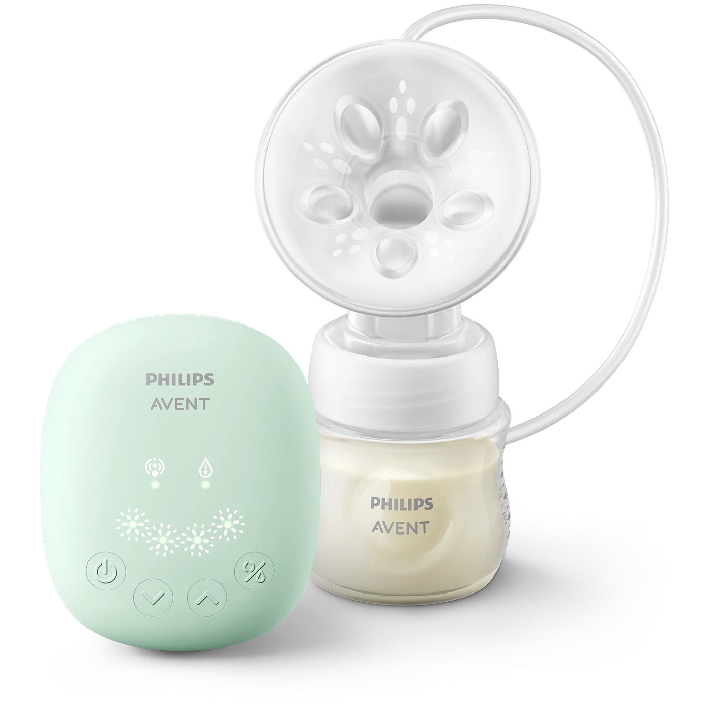 Avent Electric Breast Pump with Soft Silicone Cushion and Milk Storage Bottle - Mint Green