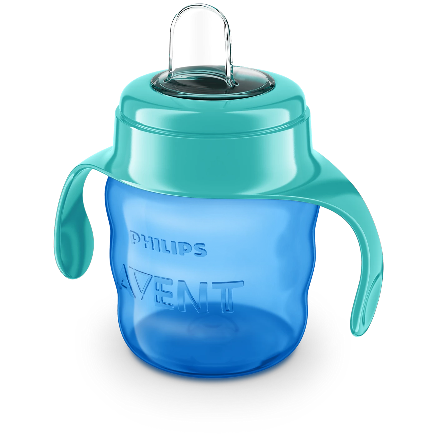 Avent Baby Training Sippy Cup with Soft Silicone Spout and Easy Grip Handles - Blue Green