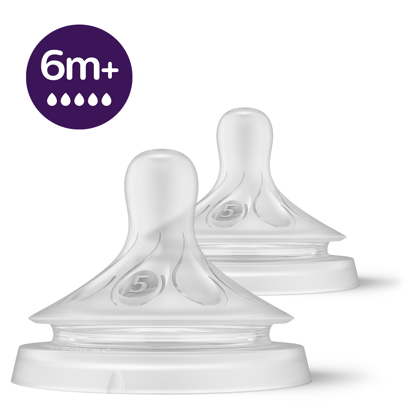 Avent Natural Response Baby Feeding Bottle Nipple Pack of 2 for 6+ Months - Transparent White