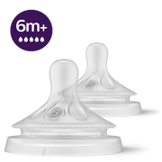 Avent Natural Response Baby Feeding Bottle Nipple Pack of 2 for 6+ Months - Transparent White