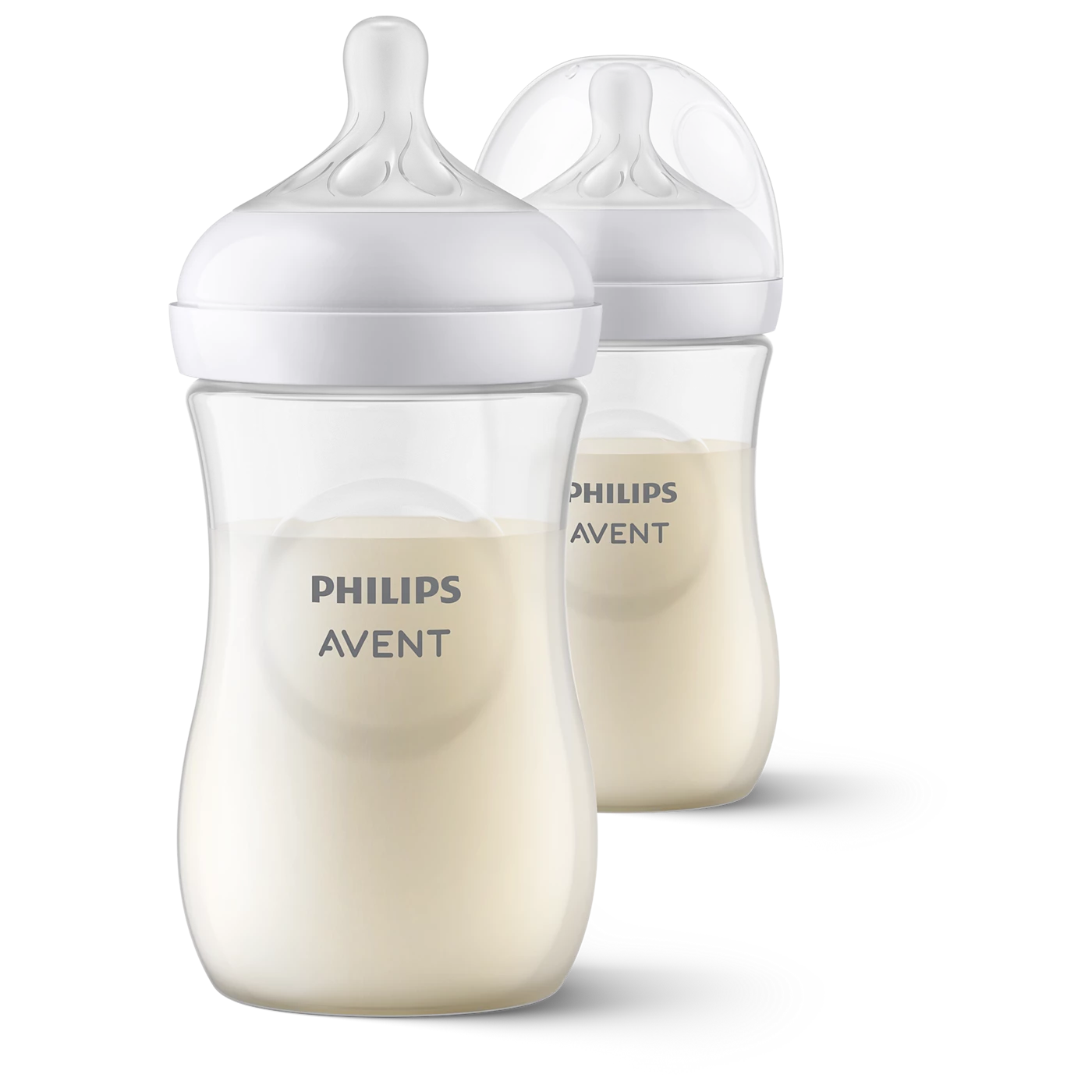 Avent Natural Response Baby Feeding Bottle Set with Soft Silicone Teat - Clear White