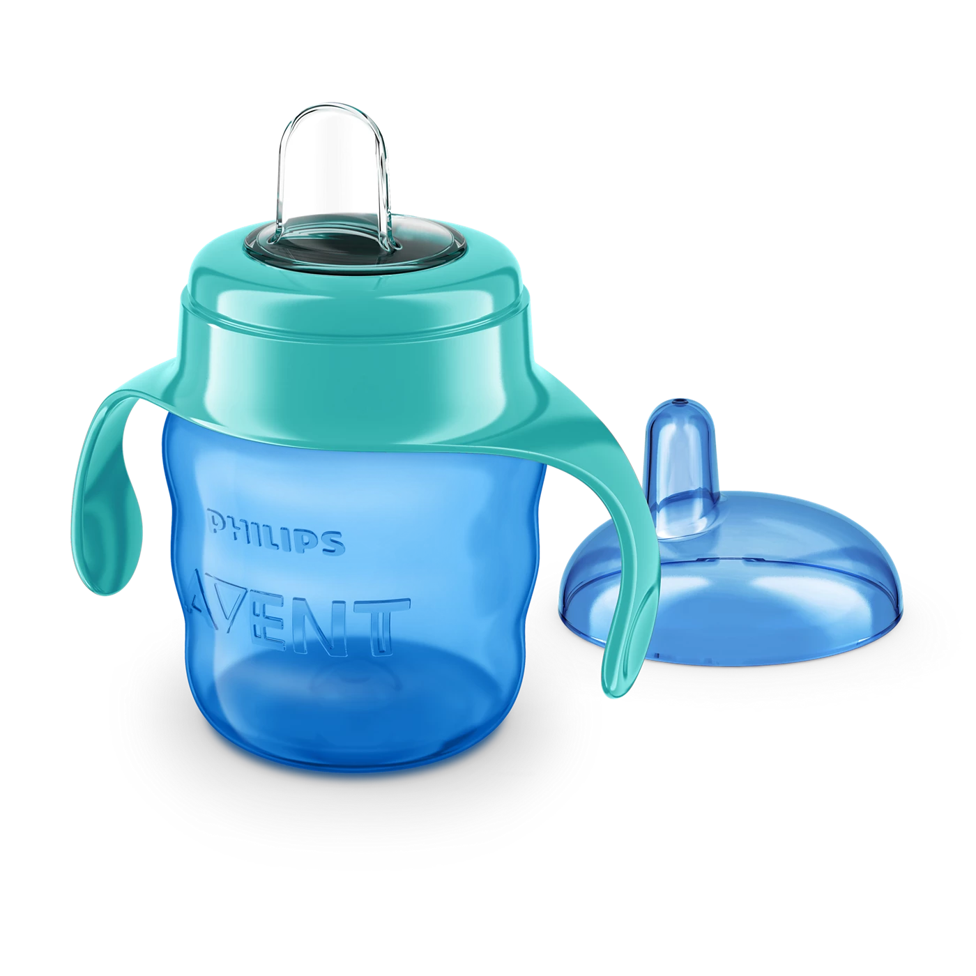 Avent Baby Training Sippy Cup with Soft Silicone Spout and Easy Grip Handles - Blue Green