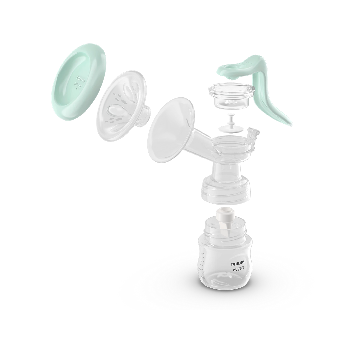 Avent Manual Breast Pump with Soft Silicone Cushion and Milk Storage Bottle - Mint Green