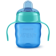 Avent Baby Training Sippy Cup with Soft Silicone Spout and Easy Grip Handles - Blue Green
