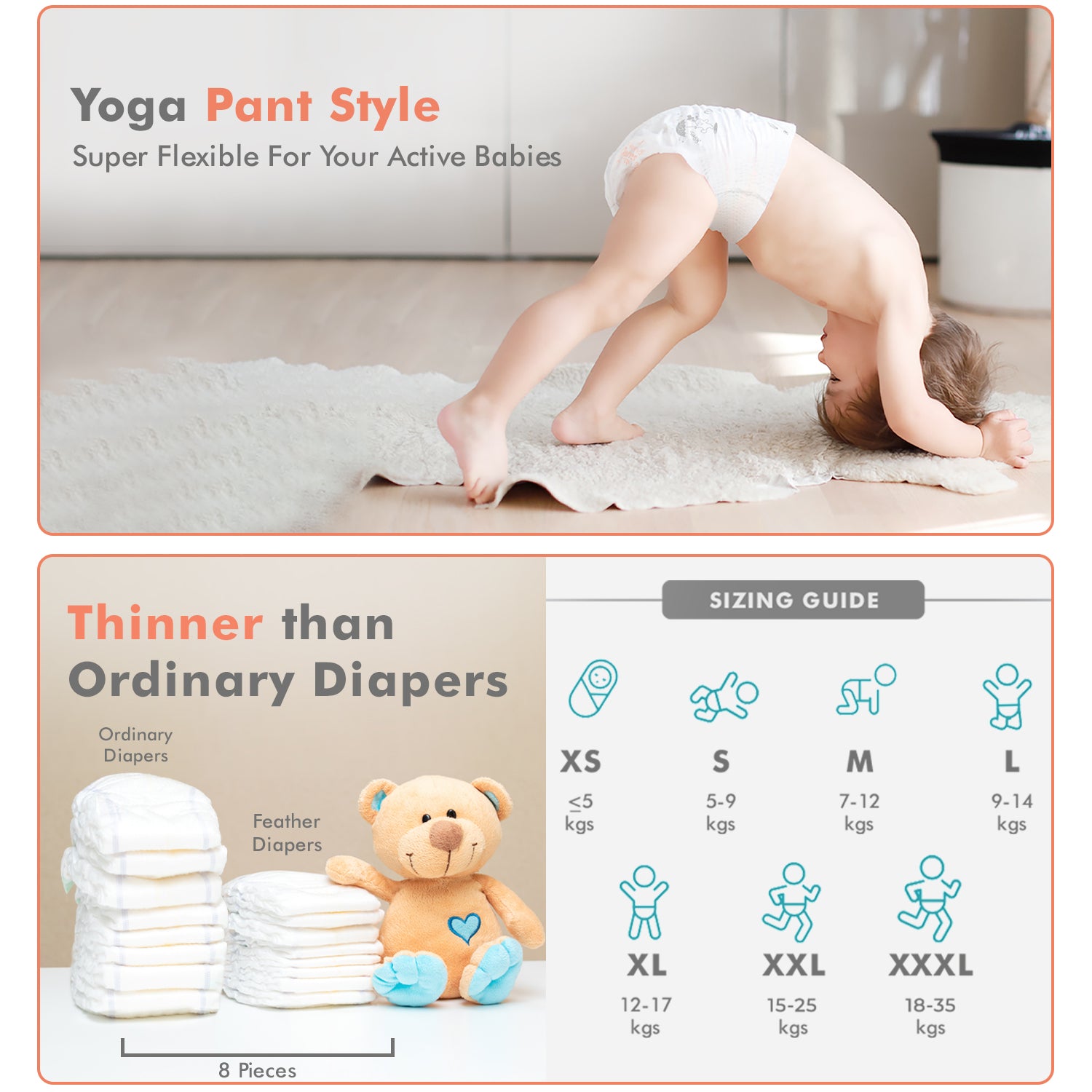 R for Rabbit Feather Diapers Pant Style Extra Large Size Baby Diapers with 12 Hours Absorption, Wetness Indicator & Chemical Free Protection - 24 Pieces