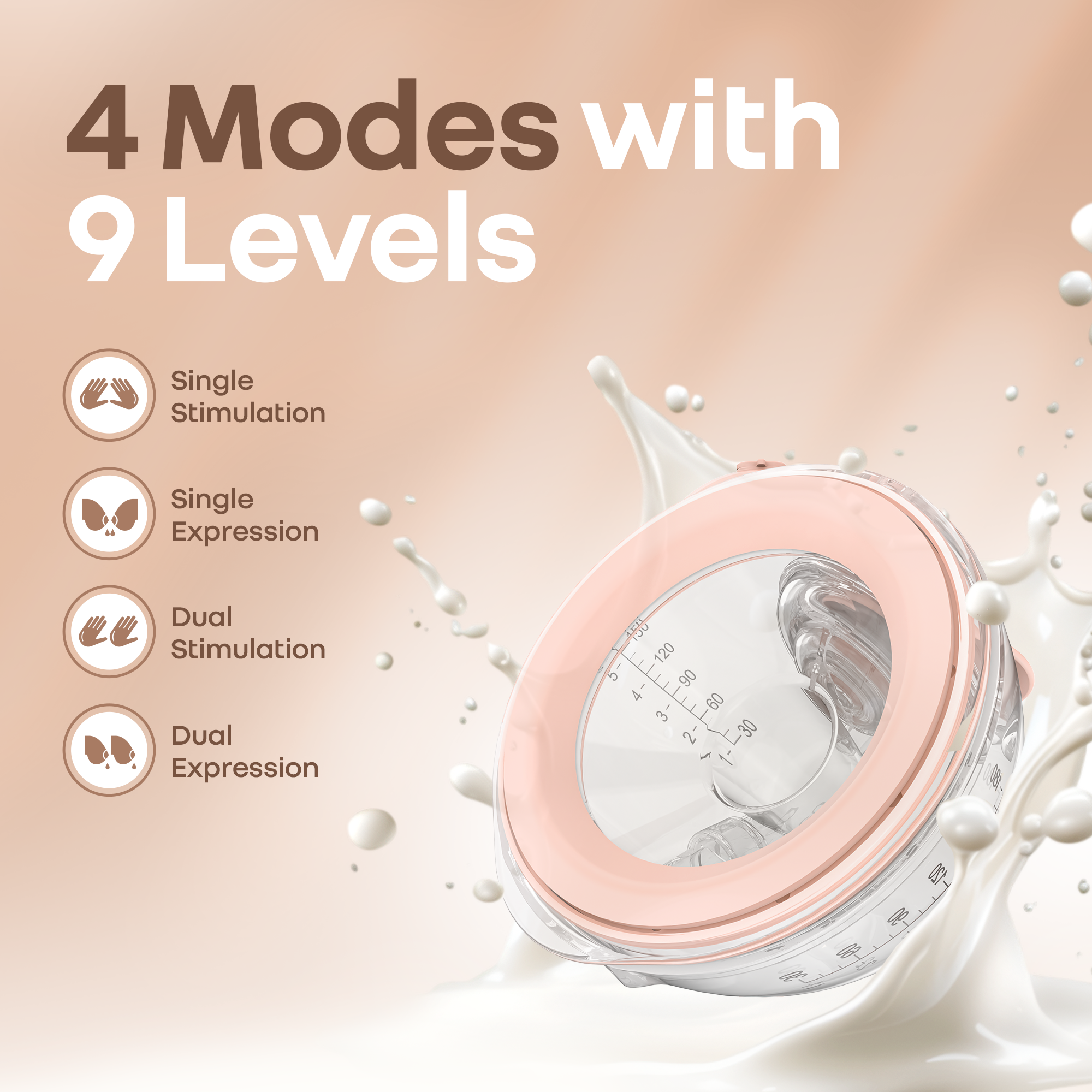 R for Rabbit Lactella Duo Wearable Hands-Free Double Electric Breast Pump with LED Display & Rechargeable Battery - Beige
