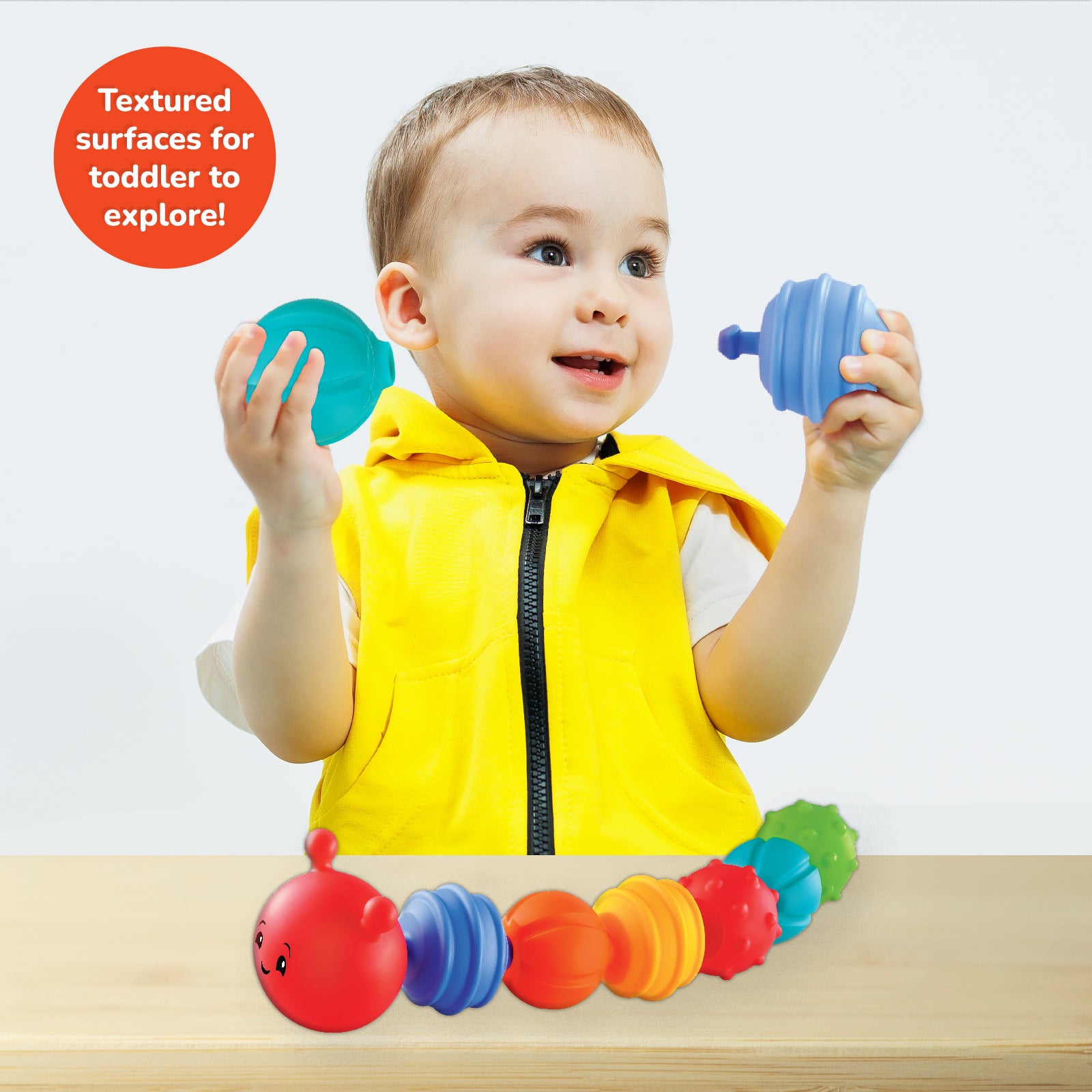 Giggles Link Along Caterpillar Textured Linking Toy for Toddlers