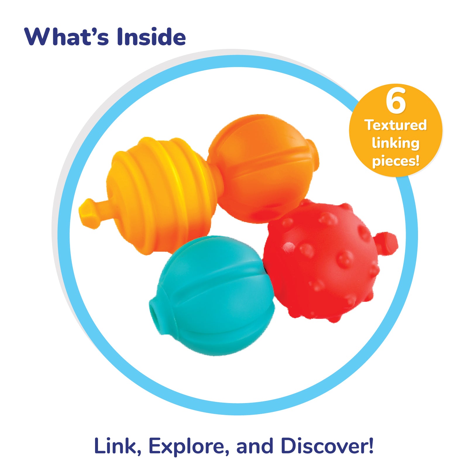 Giggles Link Along Caterpillar Textured Linking Toy for Toddlers