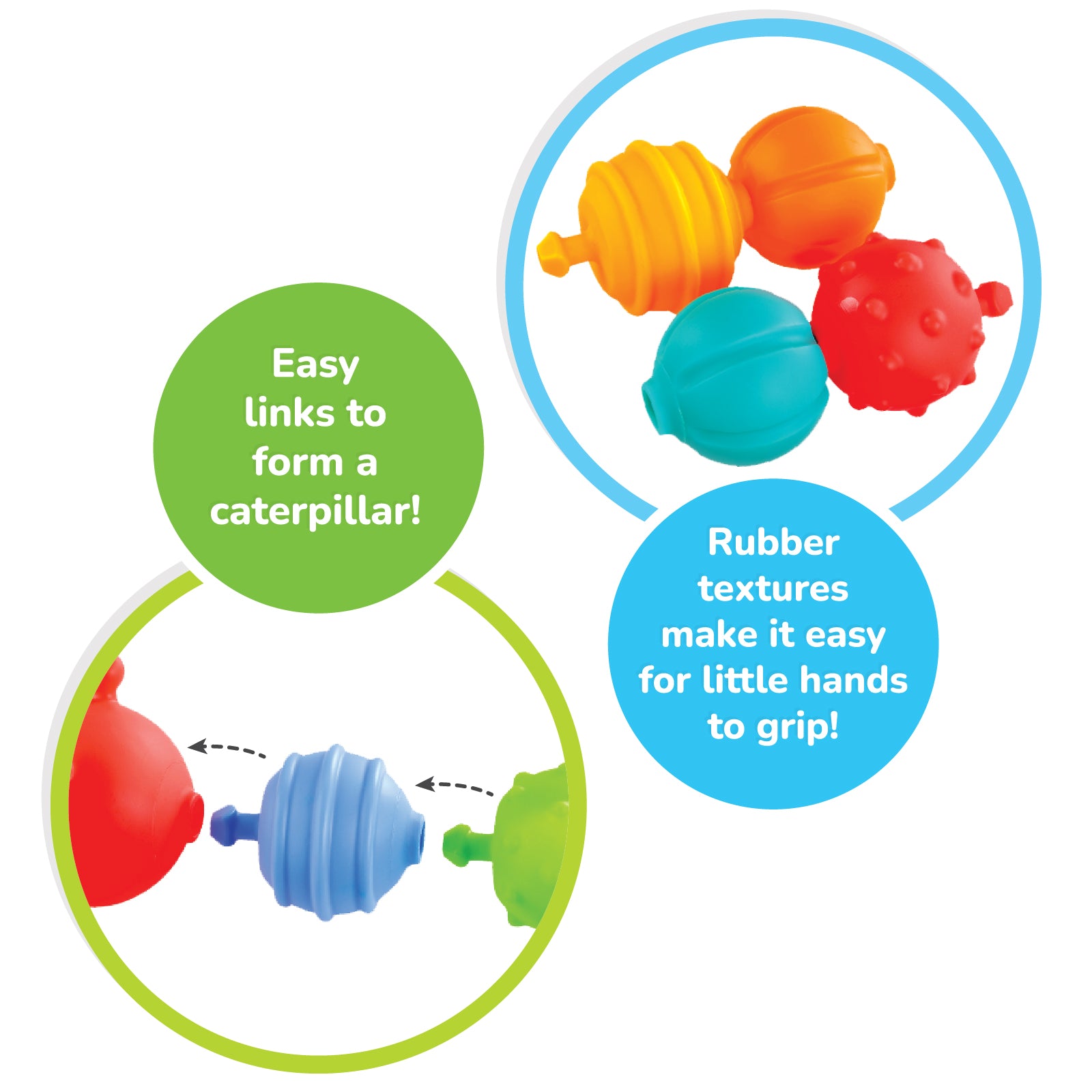 Giggles Link Along Caterpillar Textured Linking Toy for Toddlers