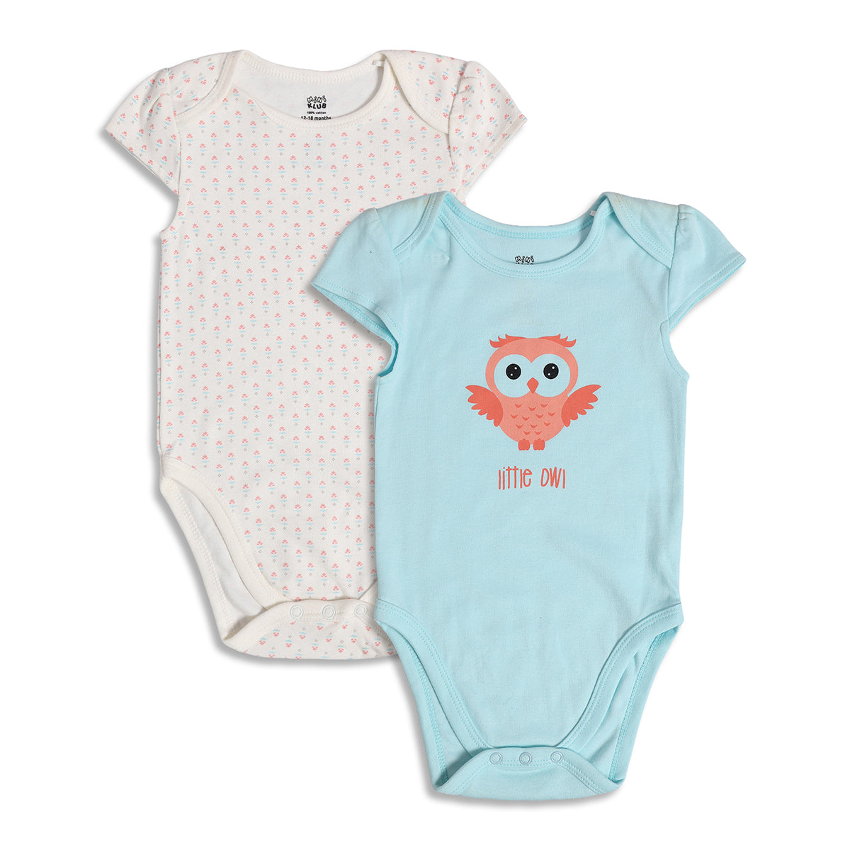 Baby Girls Blue and White Cotton Bodysuit Pack of 2 Regular Fit Casual Baby Bodysuits