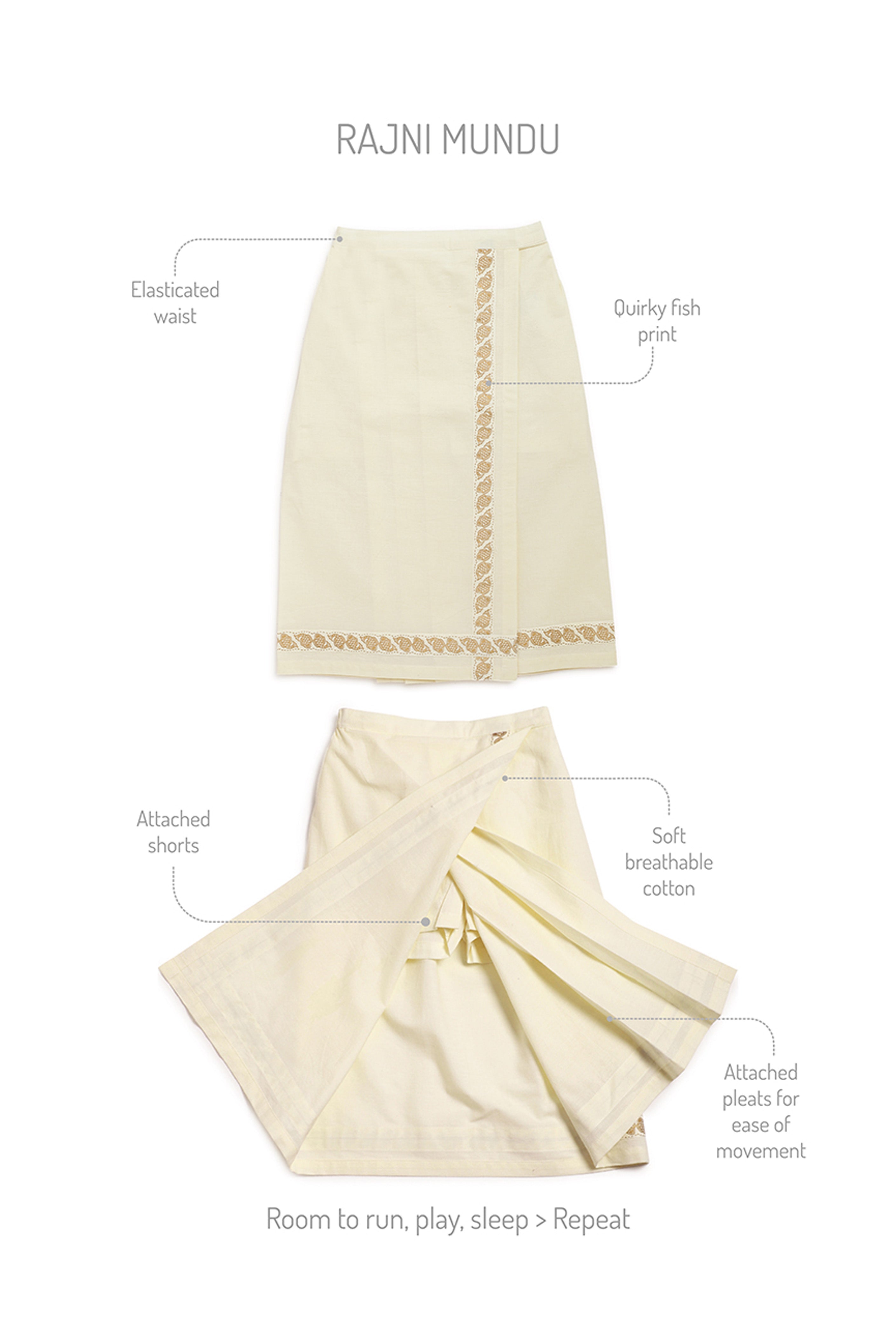 Tiber Taber Baby Girls Fish Print Wrap Skirt with Attached Shorts, Cream