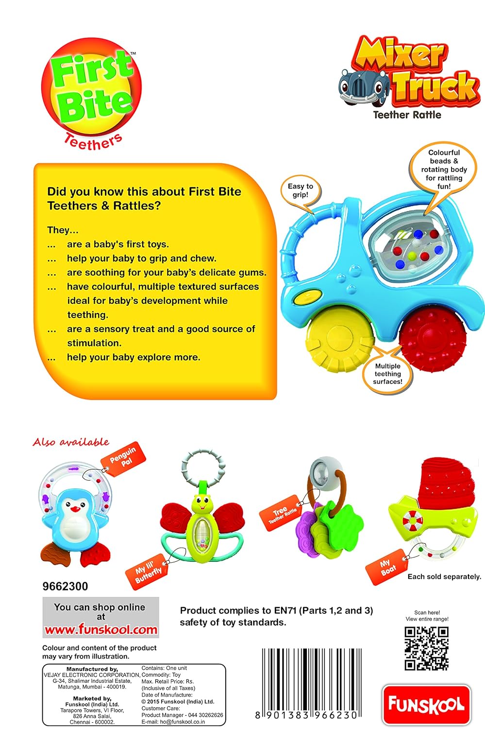 Giggles Mixer Truck Teether Rattle for Babies
