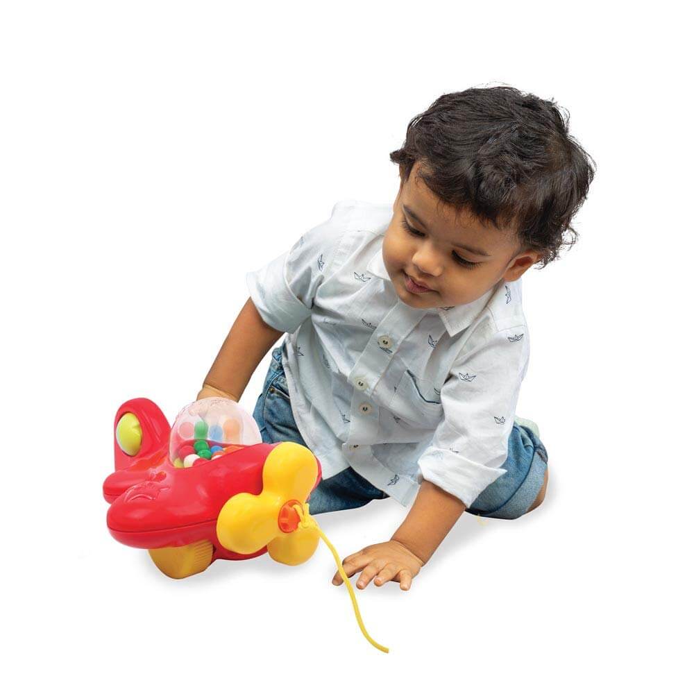 Giggles My First Aeroplane Pull Along Toy with Popcorn Popping Action for Toddlers