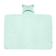 Baby Unisex Mint Green Cotton Cat Face Hooded Towel Pack of 1 Soft Absorbent Bath Essential