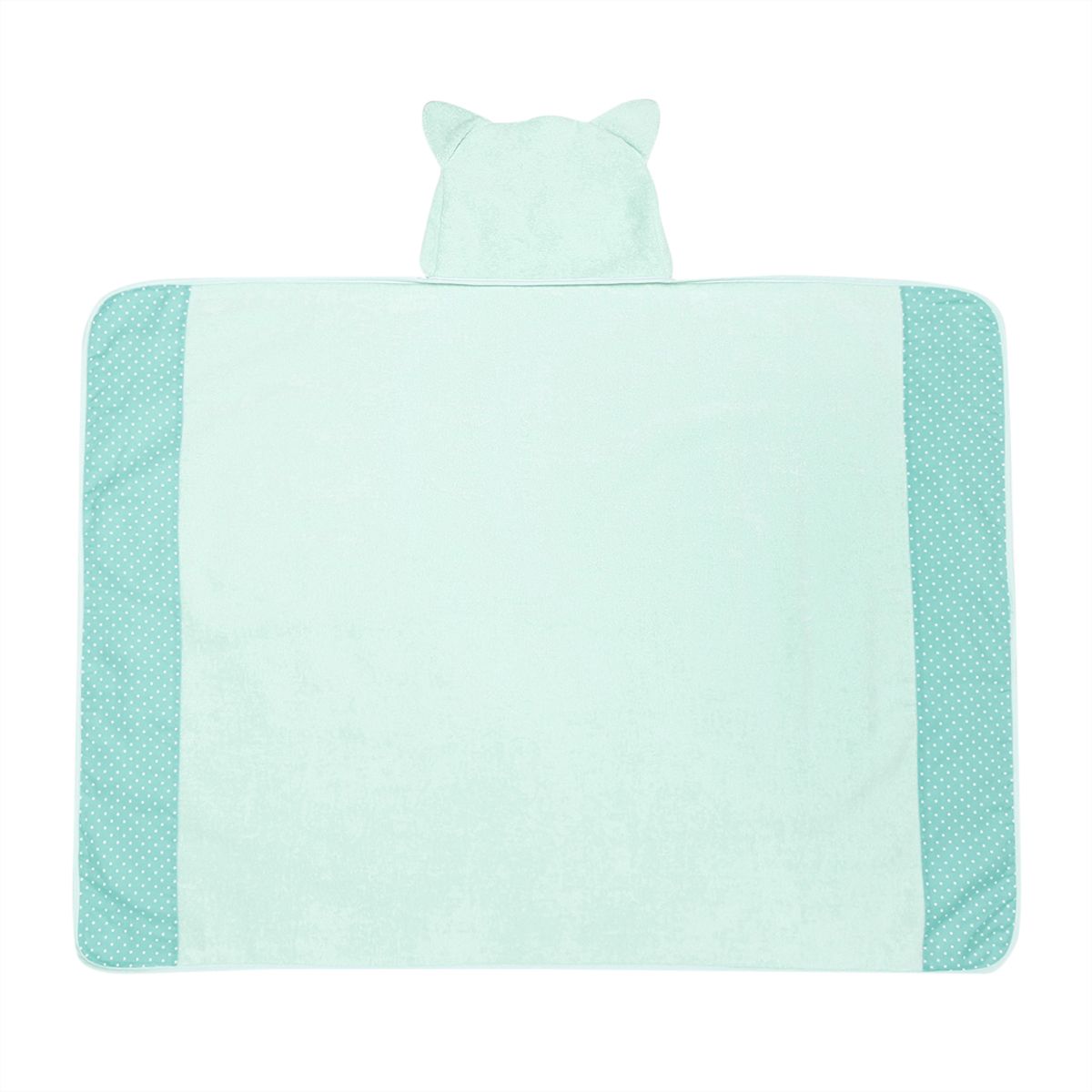 Baby Unisex Mint Green Cotton Cat Face Hooded Towel Pack of 1 Soft Absorbent Bath Essential