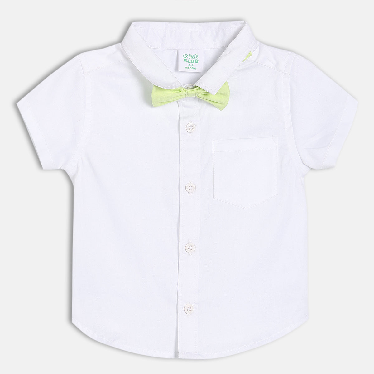 Baby Boys Solid Shirt And Shorts Set With Suspenders And Bow Tie , White And Light Green