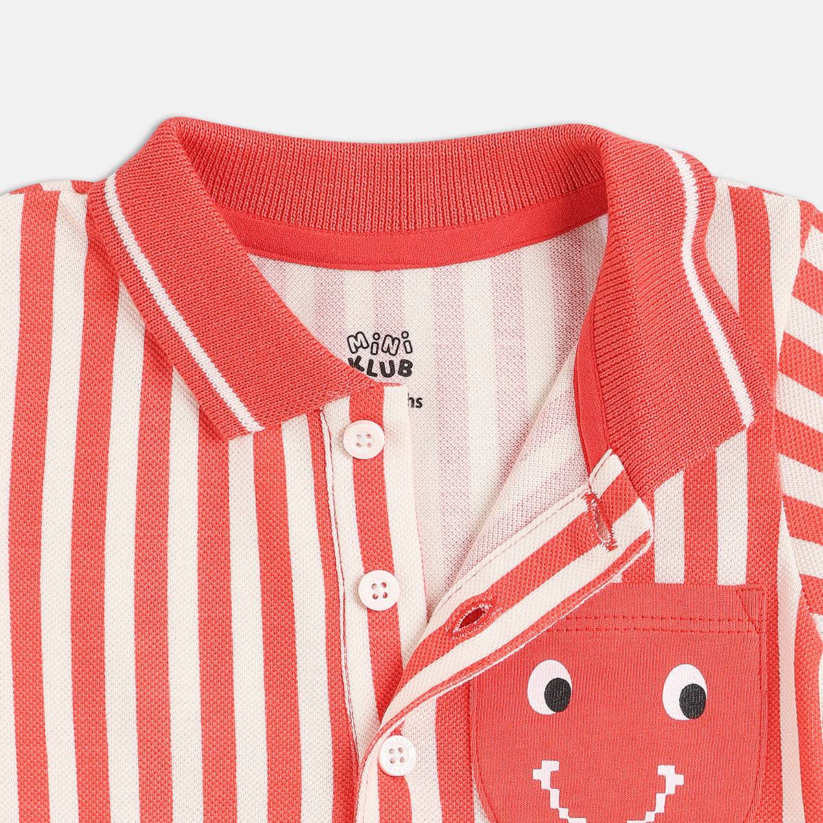 Boys White/Red Collar Polo