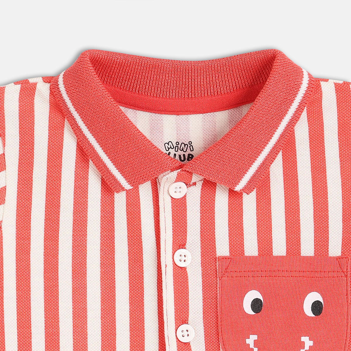 Boys White/Red Collar Polo