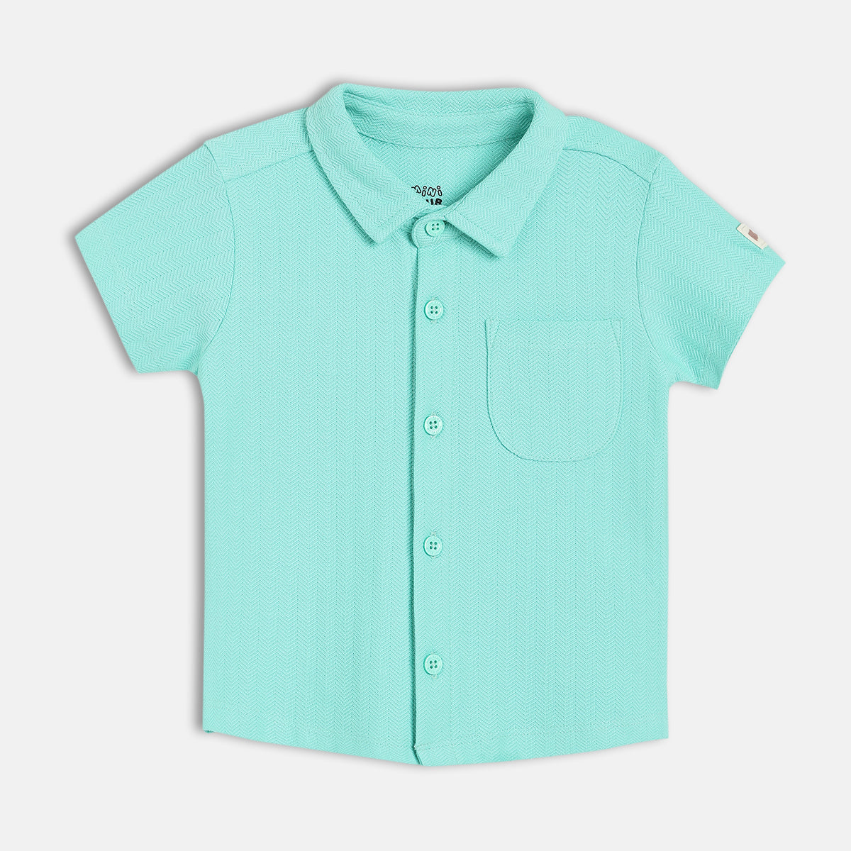Baby Boys Herringbone Textured Shirt, Mint Green
