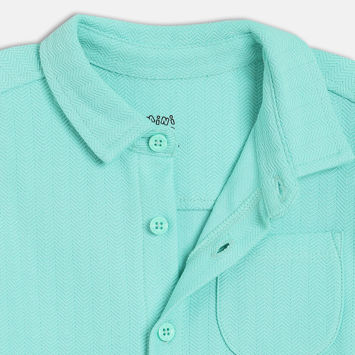 Baby Boys Herringbone Textured Shirt, Mint Green