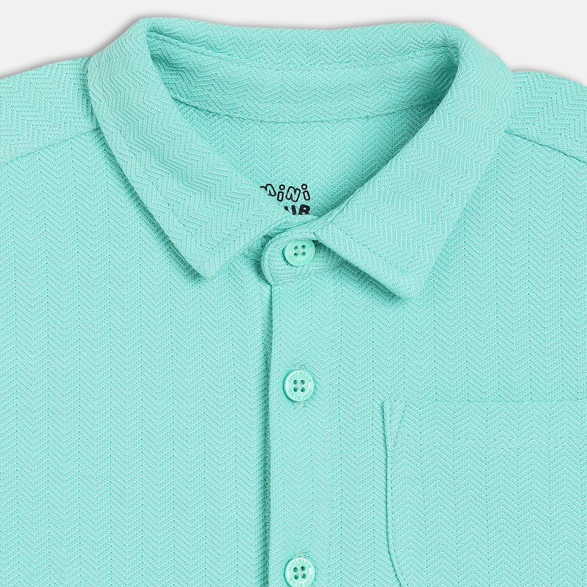 Baby Boys Herringbone Textured Shirt, Mint Green