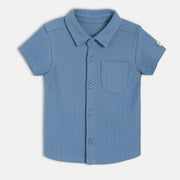 Boys Herringbone Textured Shirt, Blue