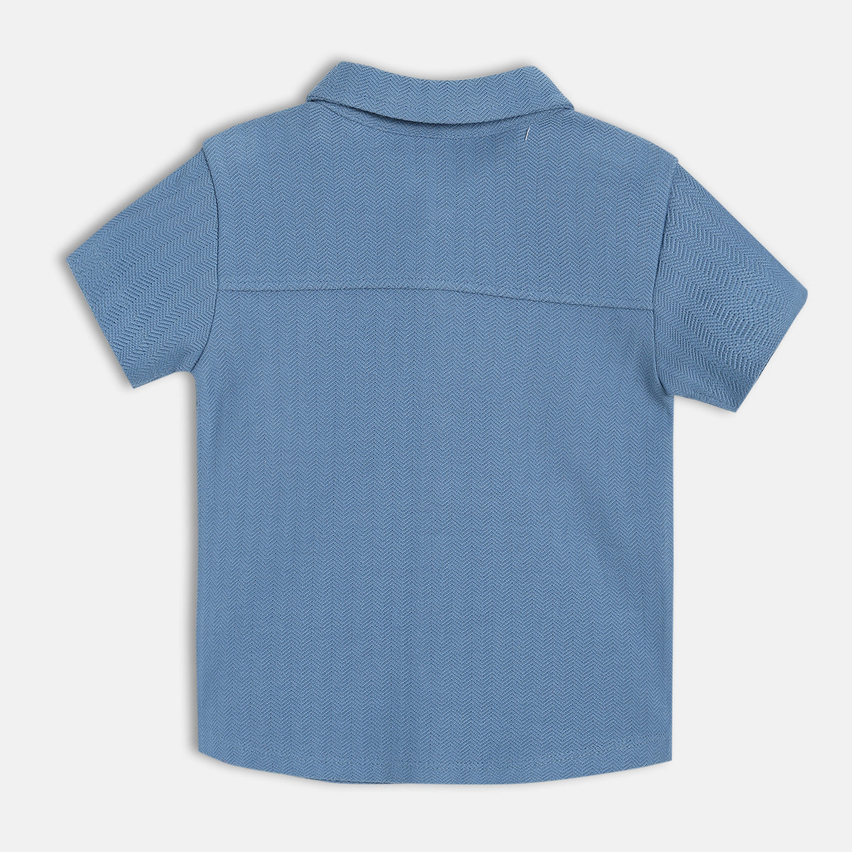 Boys Dark Blue Collar Short Sleeve Shirt