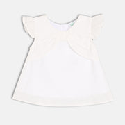 Girls White Cap Sleeve Woven Top