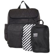 Diaper Bag Backpack with Insulated Bottle Pocket and Organiser Pouches - Black