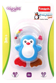 Giggles Penguin Pal Teether Rattle for Babies with Multi-Textured Teething Surfaces