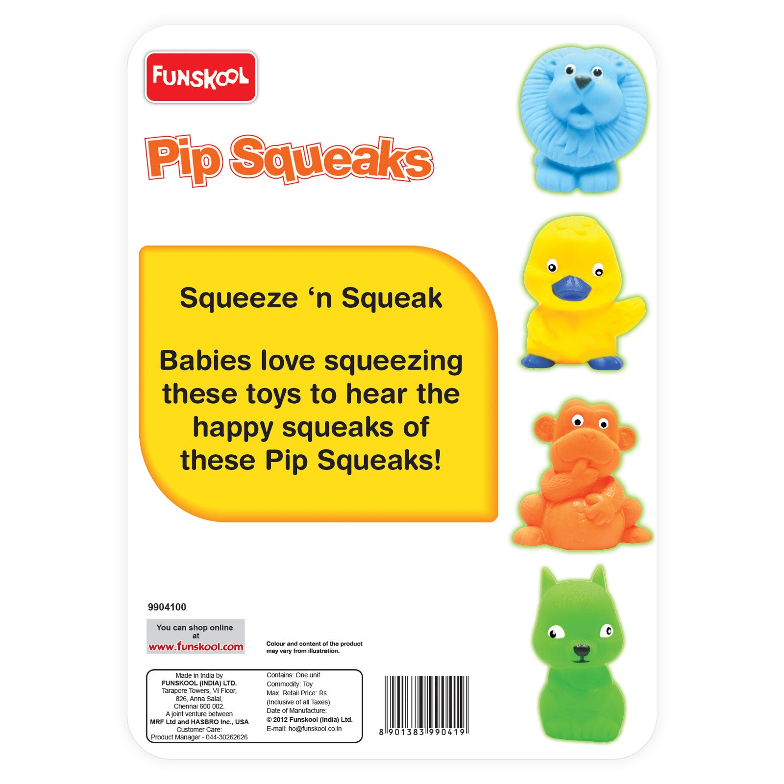 Giggles Pip Squeaks Squeeze & Squeak Animal Toy Set for Babies