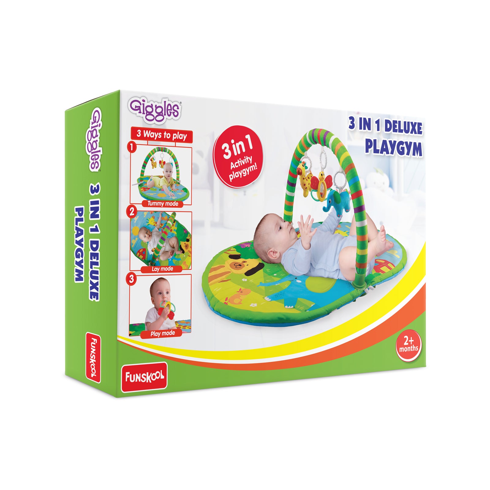 Giggles 3 In 1 Deluxe Play Gym Activity Mat for Babies with Hanging Toys