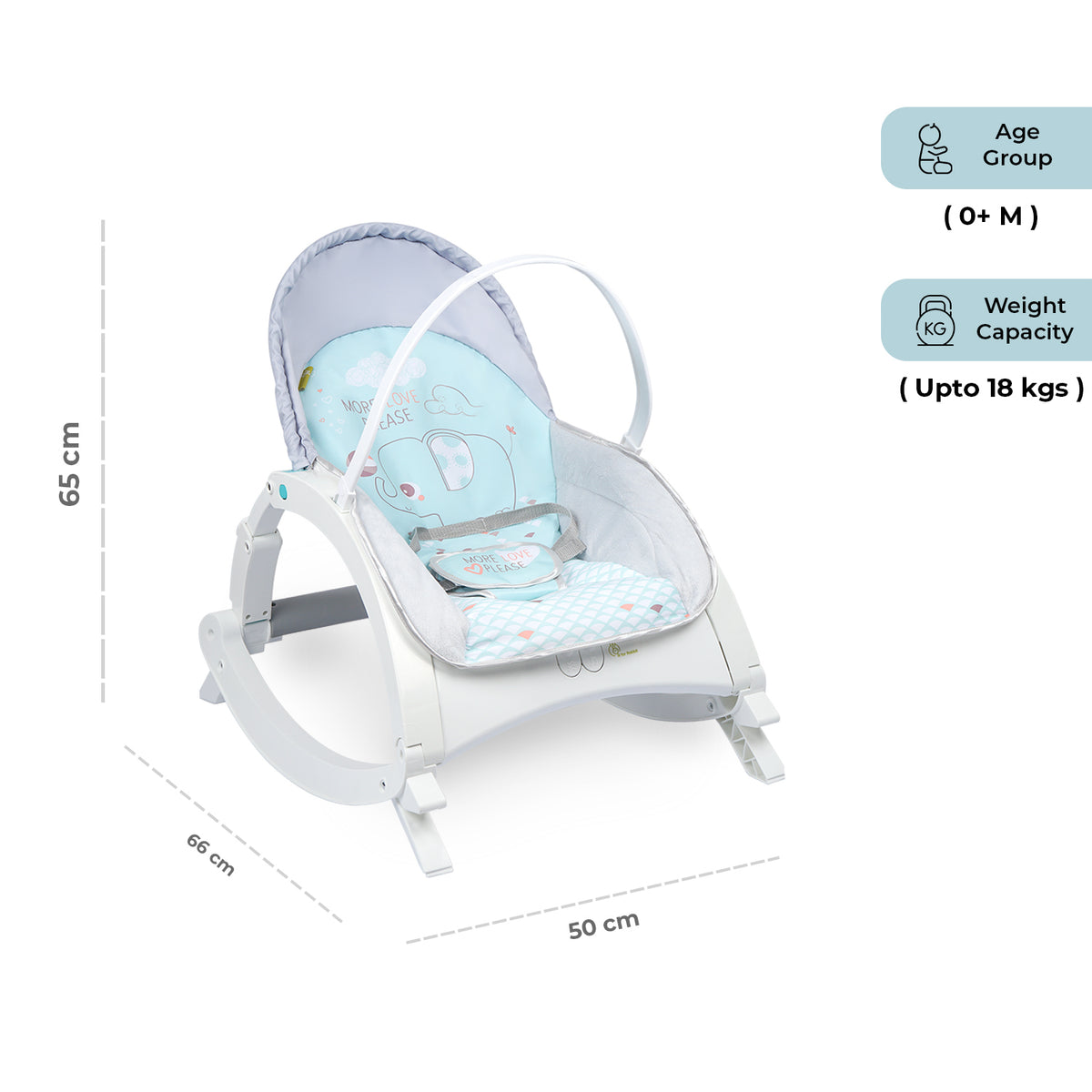 R for Rabbit Rock N Play Baby Rocker Green Grey