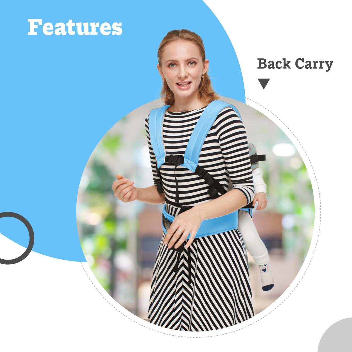 Carrier with Adjustable Safety Harness and Padded Support - Blue