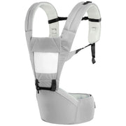 Hip Seat Carrier with Adjustable Waist Belt and Breathable Mesh Support - Grey