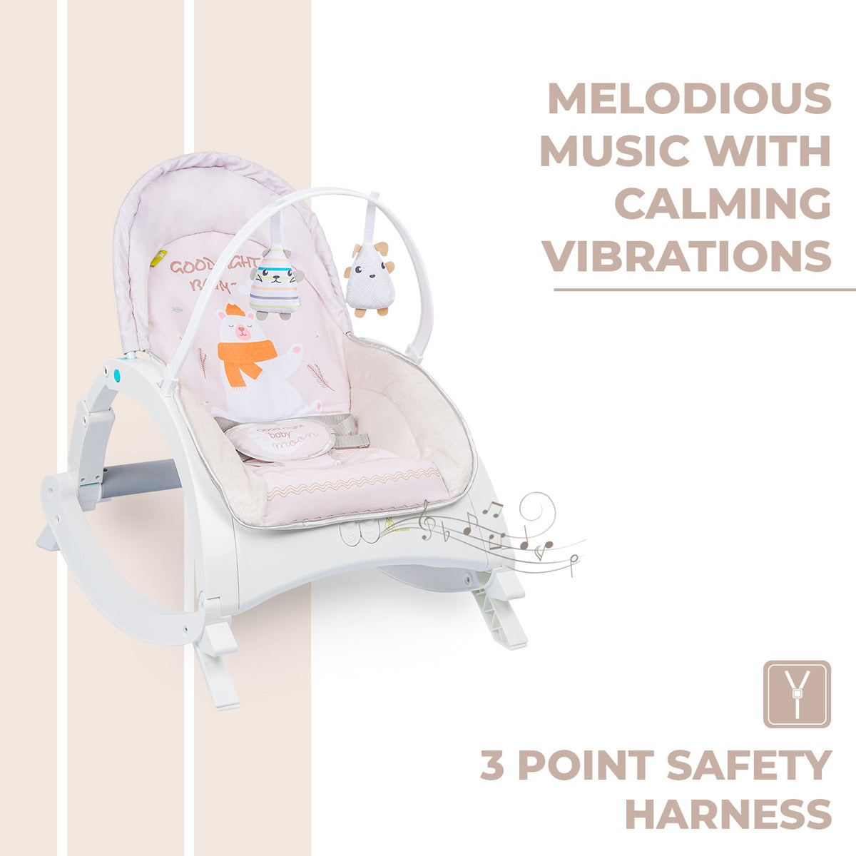 Baby Rocker with Toy Bar and Safety Harness, Pink