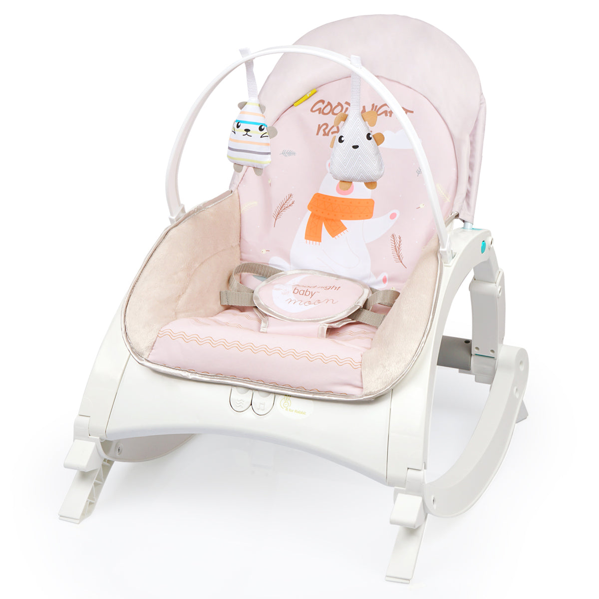 Baby Rocker with Toy Bar and Safety Harness, Pink