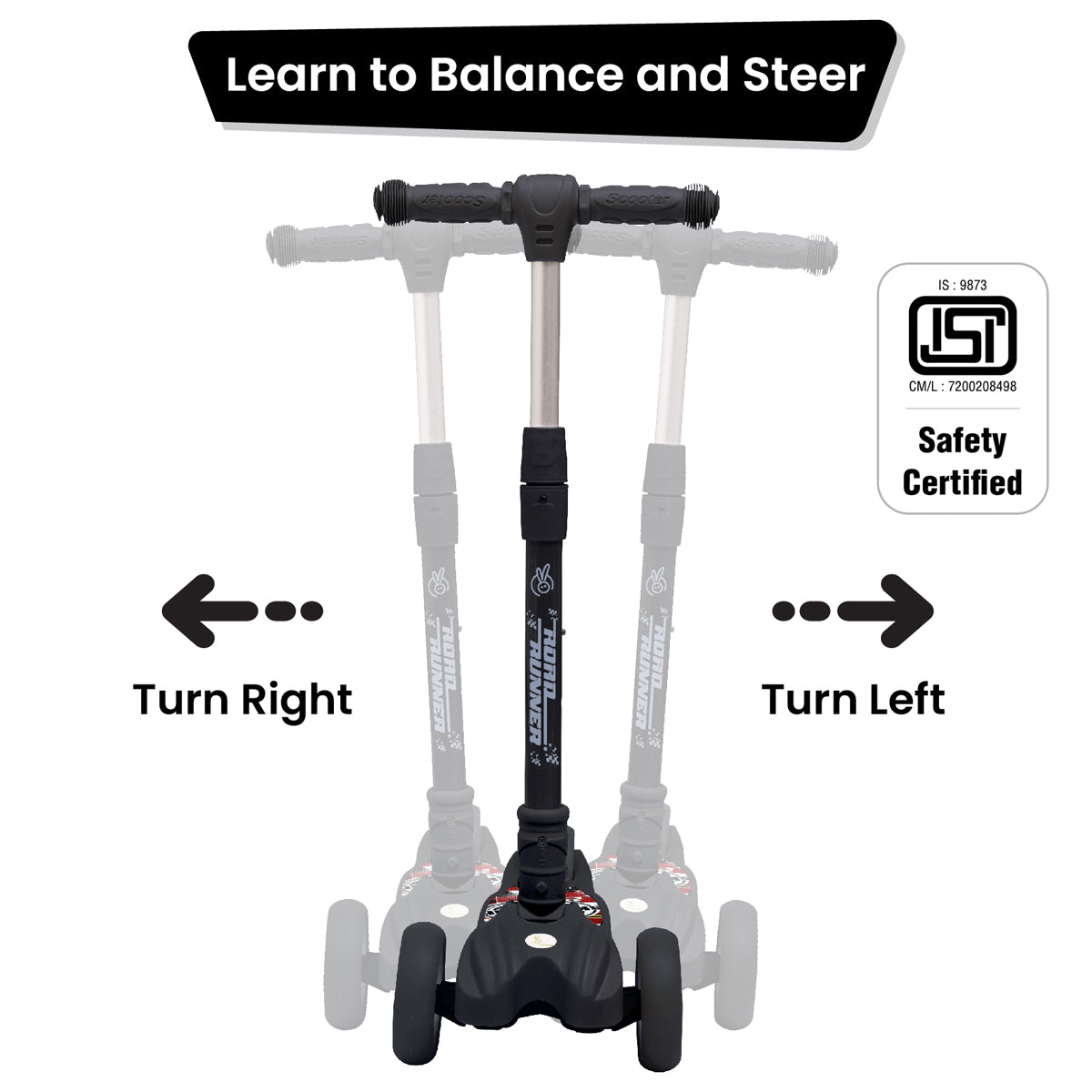 Road Runner The Smart And Smooth Kids Scooter - Black