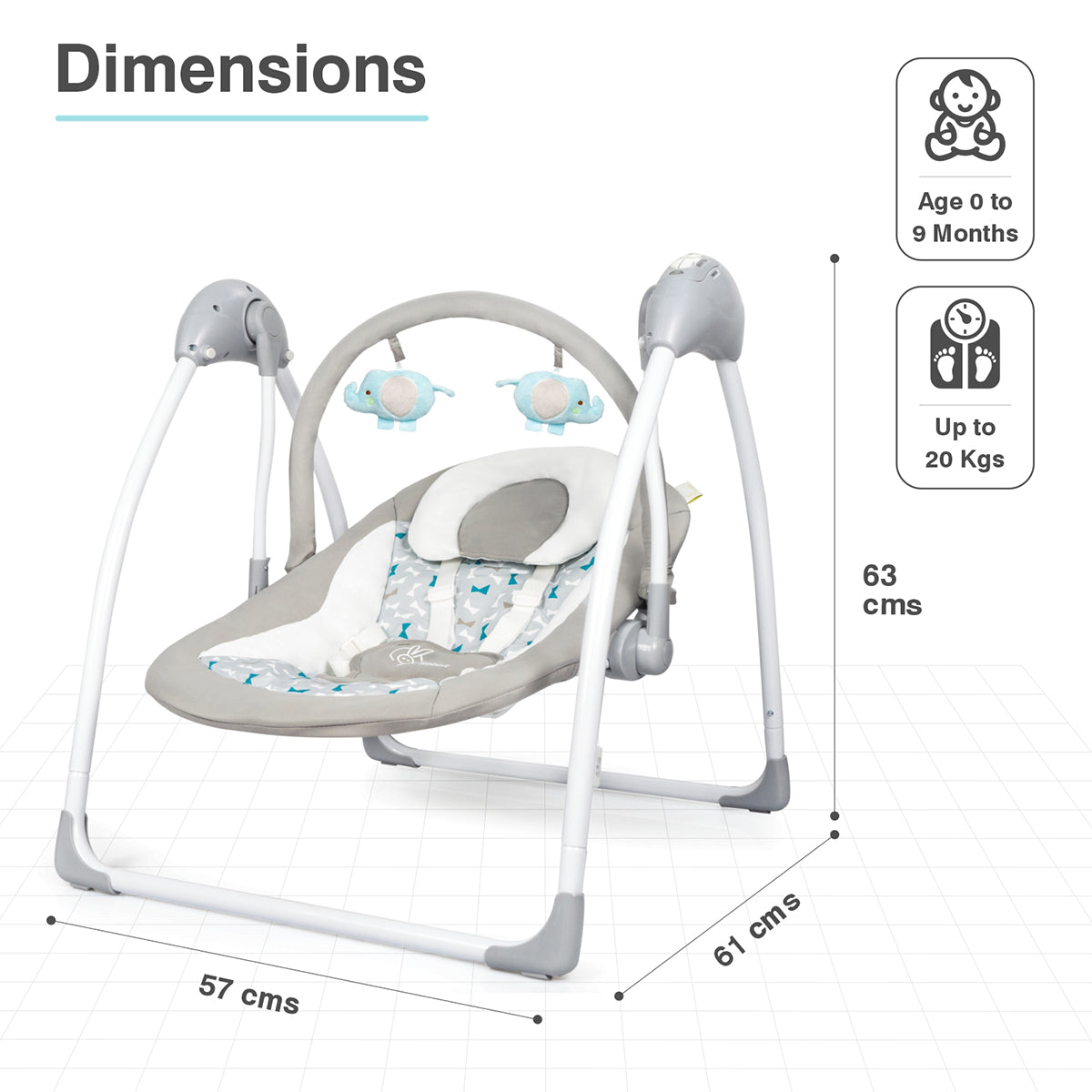 Snicker The Playful Baby Swing - Grey